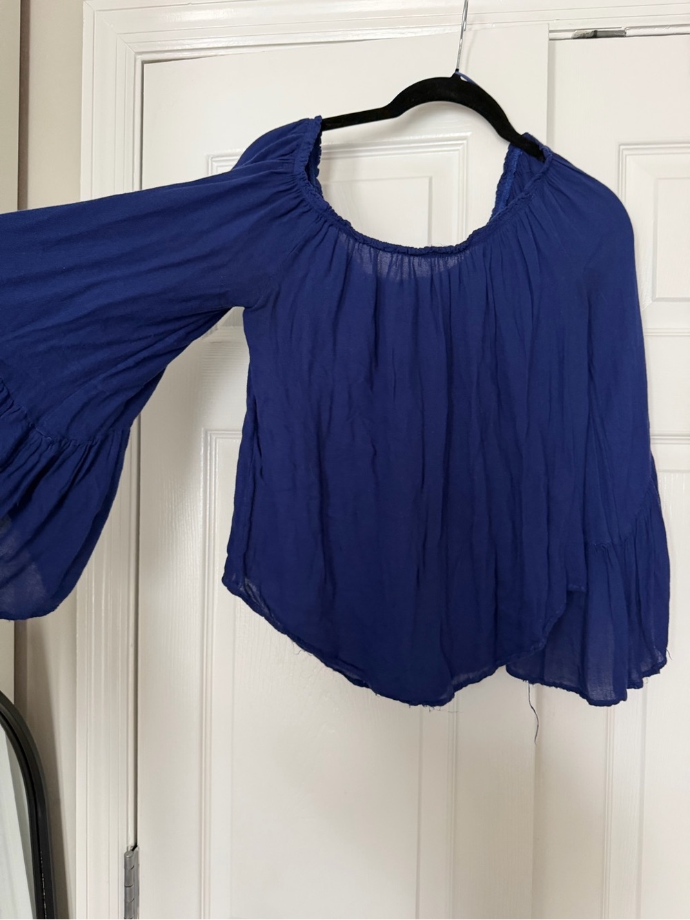 Cotton Candy Royal Blue Off-Shoulder Peasant Tunic